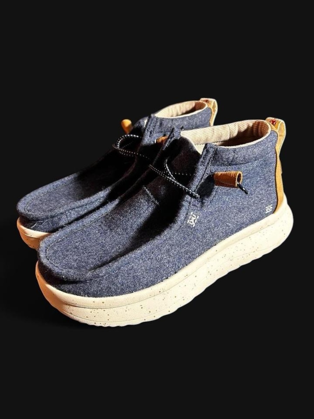 Hey Dudes Wendy Hi Peak Wool heathered blue platform shoe sz 9